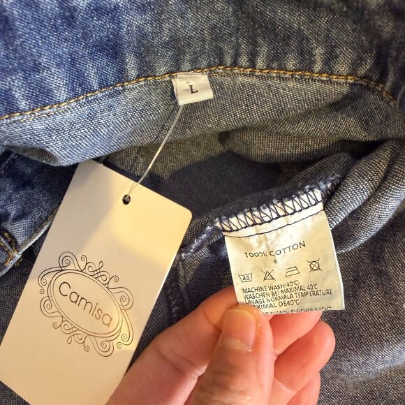 66. Denim on Denim Womens Buttons Shirt Sz LARGE- Bootcut Jean Sz 31 Chambray - Picture 16 of 16